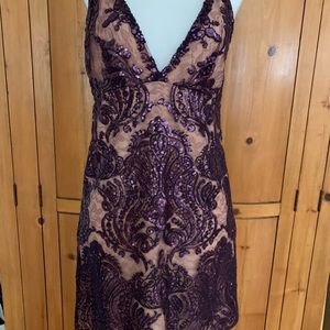 Free People sequin party dress, PURPLE, size 0 NWT